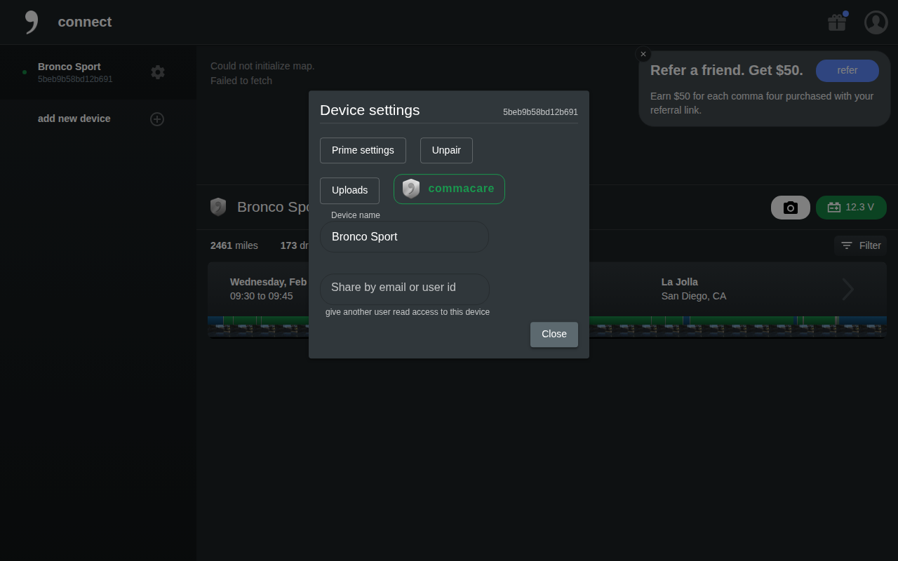Device settings modal desktop