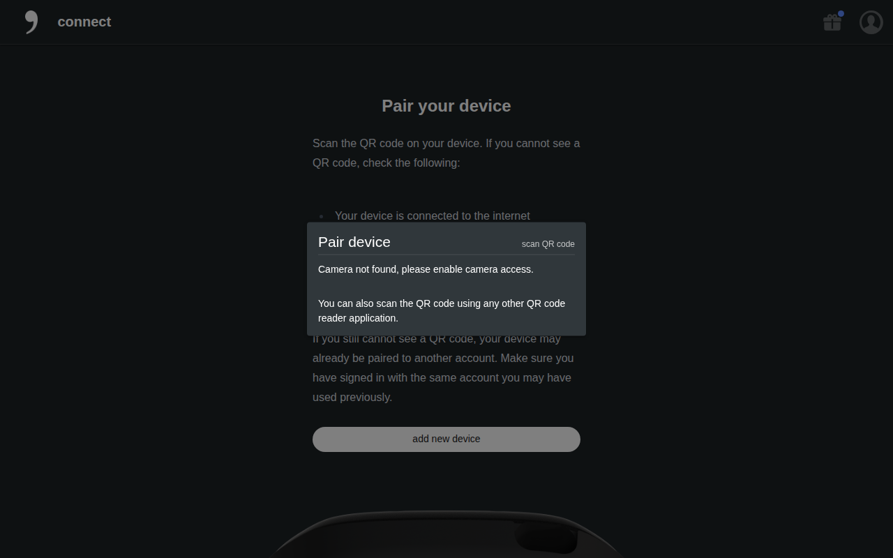 Pair device modal desktop