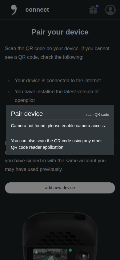 Pair device modal mobile