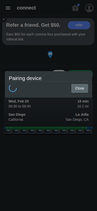 Pairing status modal mobile