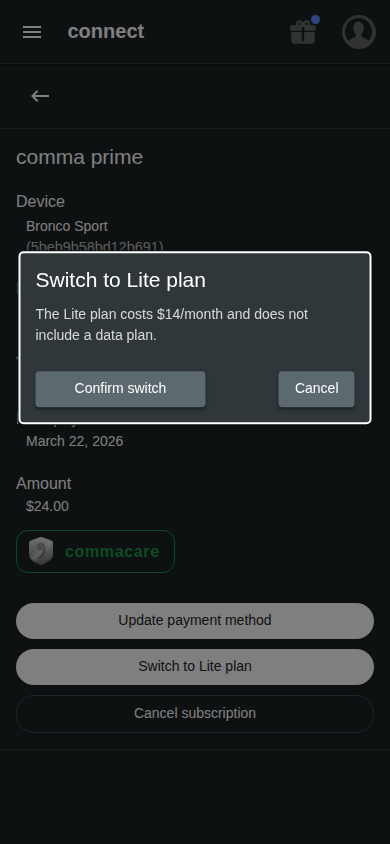 Switch prime plan modal mobile