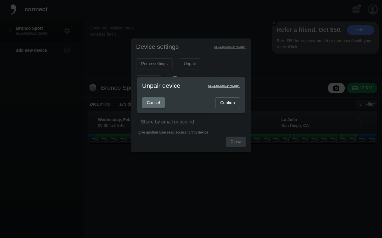 Unpair device modal desktop